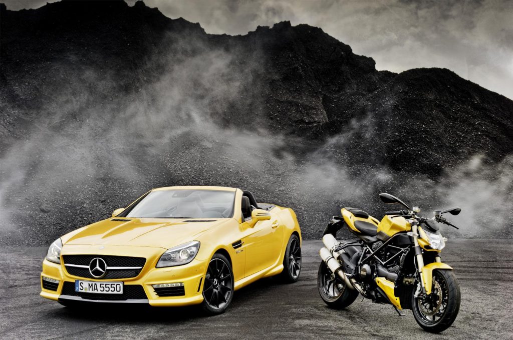 Mercedes-Benz SLK 55 AMG and Ducati Streetfighter 848